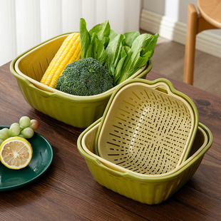 洗菜盆沥水篮双层厨房新款滤水漏水汲水筐漏网菜篮子洗水果神器