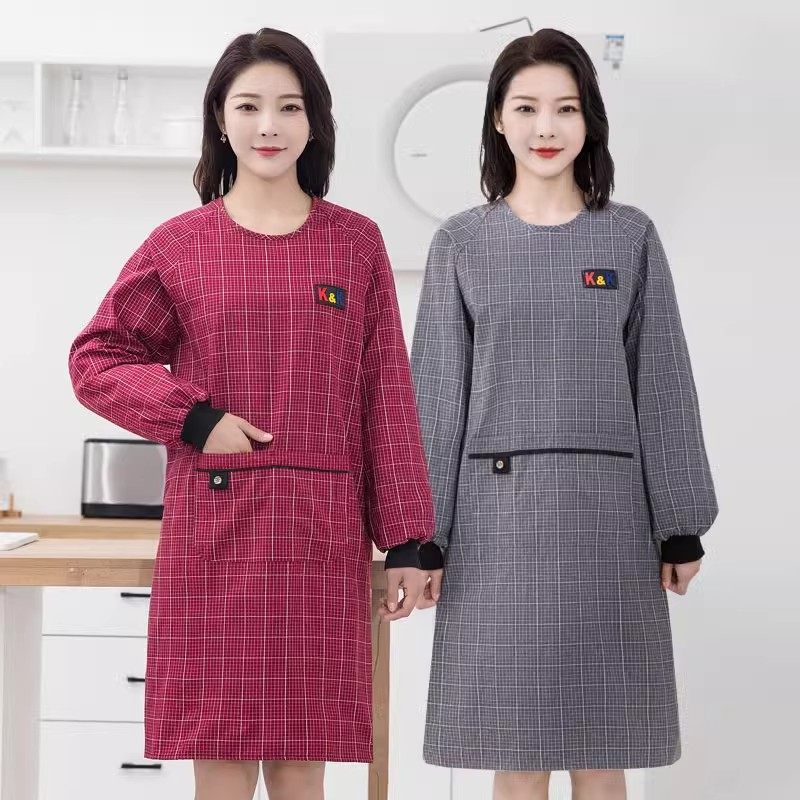 加厚棉布长袖罩衣女围裙厨房家用2025新款做饭时尚上班带袖工作服,家庭/个人清洁工具,围裙,淘宝优惠券,粉丝福利购,淘宝优惠卷