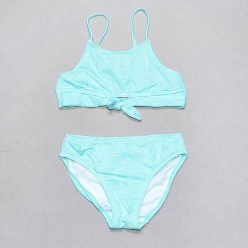 绿色花蝴蝶结度假分体泳衣中小童