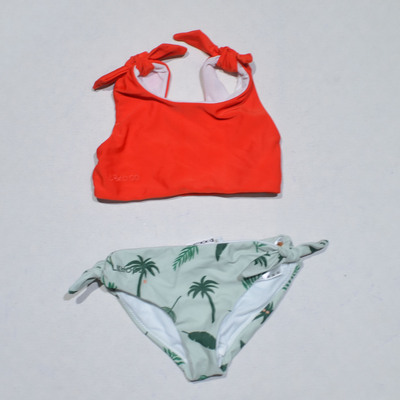 混搭红背心海滩泳池分体泳衣女童