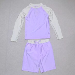 防晒海滩泳池分体泳衣女童小童尺码 偏小 紫色长袖 日本原单FUNC