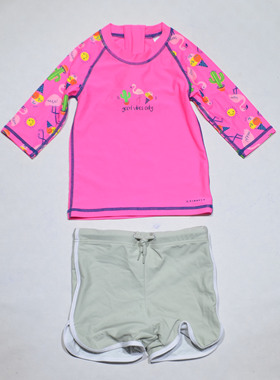 丹麦原单LIEW****绿色裤红色上衣海滩泳池儿童分体泳衣女童中小童