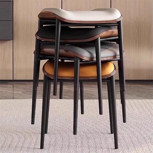 伊姆斯餐凳可叠放收纳家用轻奢高级感中古风软包无靠背餐椅方凳子