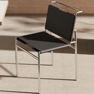 意式极简马鞍皮餐椅轻奢风设计师轻奢餐厅包豪斯现代简约休闲椅子