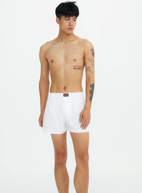 TIMBER DECK  男女同款白色暗条纹进口面料家居短裤