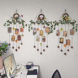 飾壁飾掛照片創意手工干樹枝麻繩照片墻田園現代簡約壁掛 照片墻裝