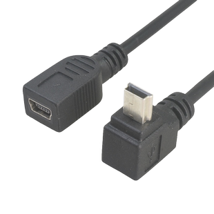 上下左右弯头Mini USB公转母转接线5pin迷你T口公对母延长线直角