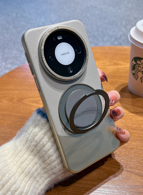 荔枝纹轻奢素皮适用华为mate80手机壳新款mete80promax保护壳带支架meta70全包磁吸保护套60RS男士50高级感40