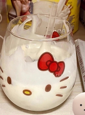 hallo kitty杯子凯蒂猫玻璃杯keiti家用水杯透明杯哈喽kt猫牛奶杯