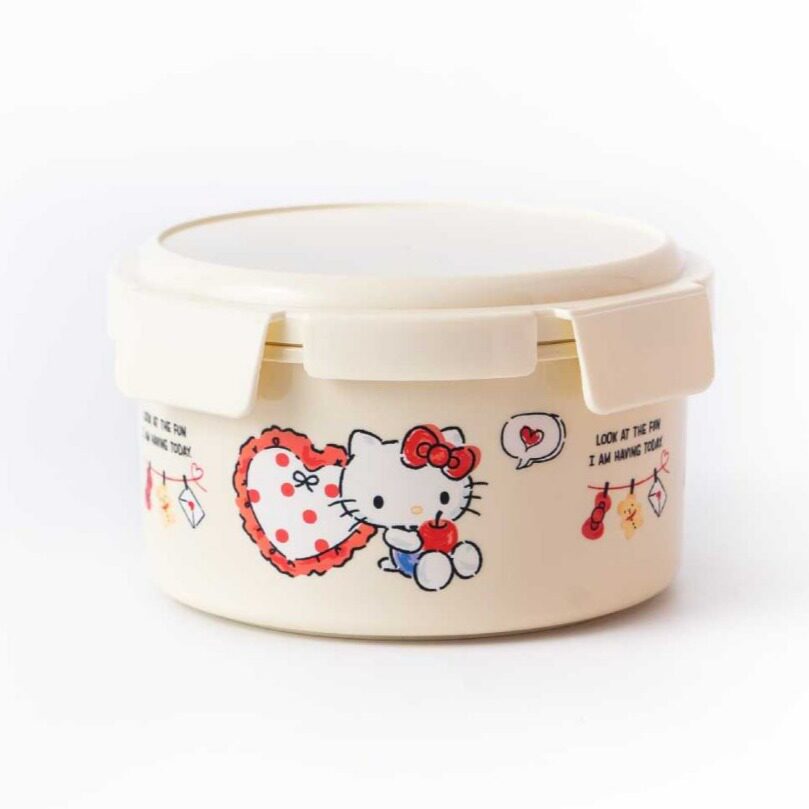 圆形带盖卡通Kitty便当盒图片