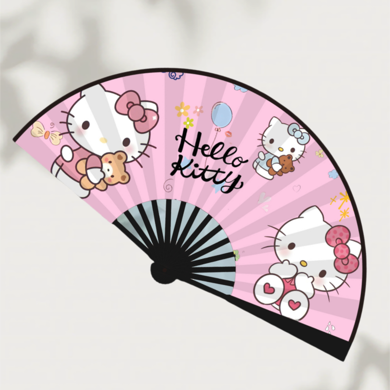 kitty折叠竹扇8寸双面图案