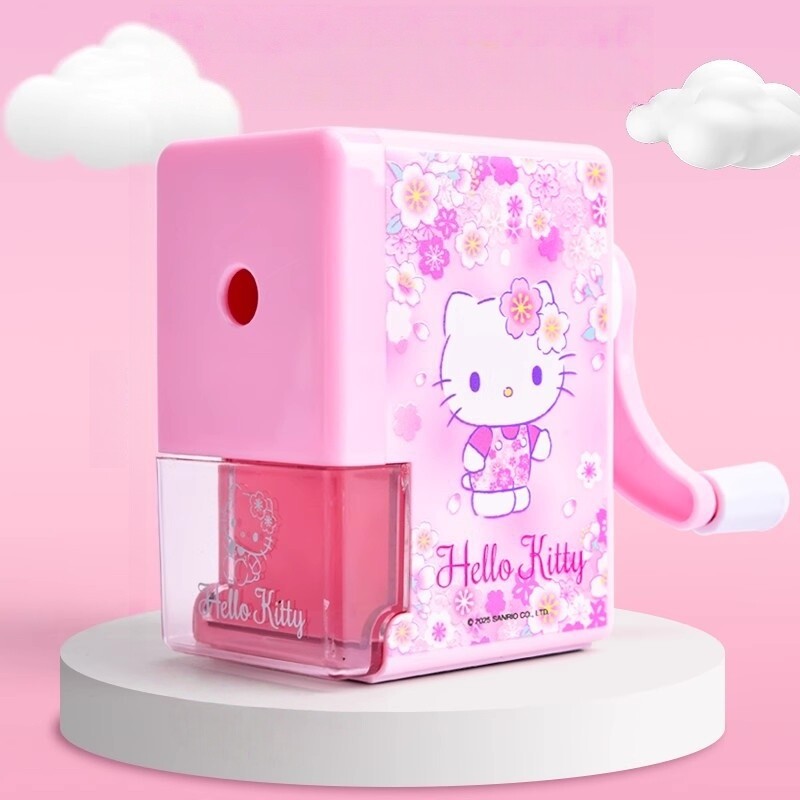 手摇削笔机儿童自动进铅转笔刀Kitty卷笔器手摇式小学生卡通文具