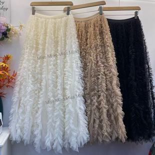 重工多层蛋糕裙网纱半身长裙女设计感超仙公主蓬蓬裙