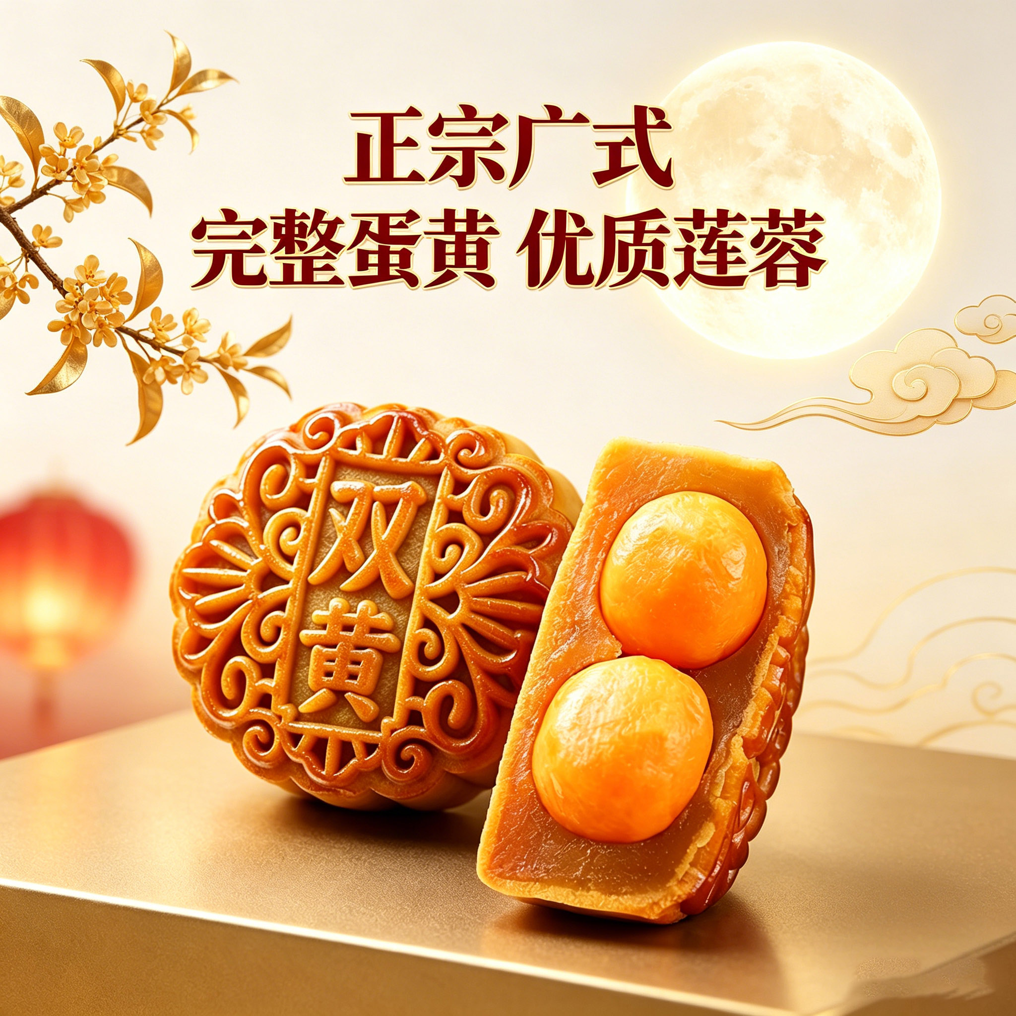 2026广式双蛋黄白莲蓉月饼中秋节日老式五仁散装多口味送人礼盒装