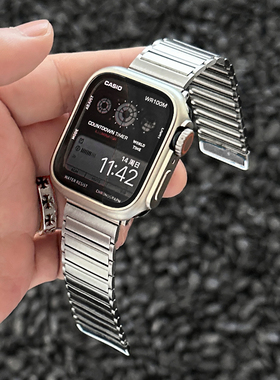 磁吸金属复古工字表带适用苹果S11手表带钢带S10AppleWatchS987潮