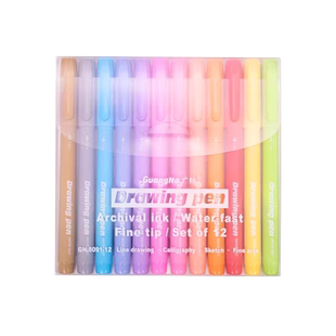 广纳8091彩色针管笔勾线笔1.0mm学生用手绘笔漫画笔勾画笔防水美术专用绘画做笔记划重点做手帐漫画彩色笔