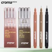 croma歌马针管笔彩色勾线笔水彩防水美术生专用手绘设计学生绘图描边描线画笔黑色棕色褐色绘画笔速写漫画笔