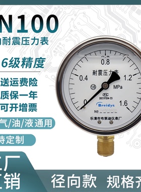 可过检压力表YN100正装不锈钢耐震压力表测水压气压螺纹m20代过检