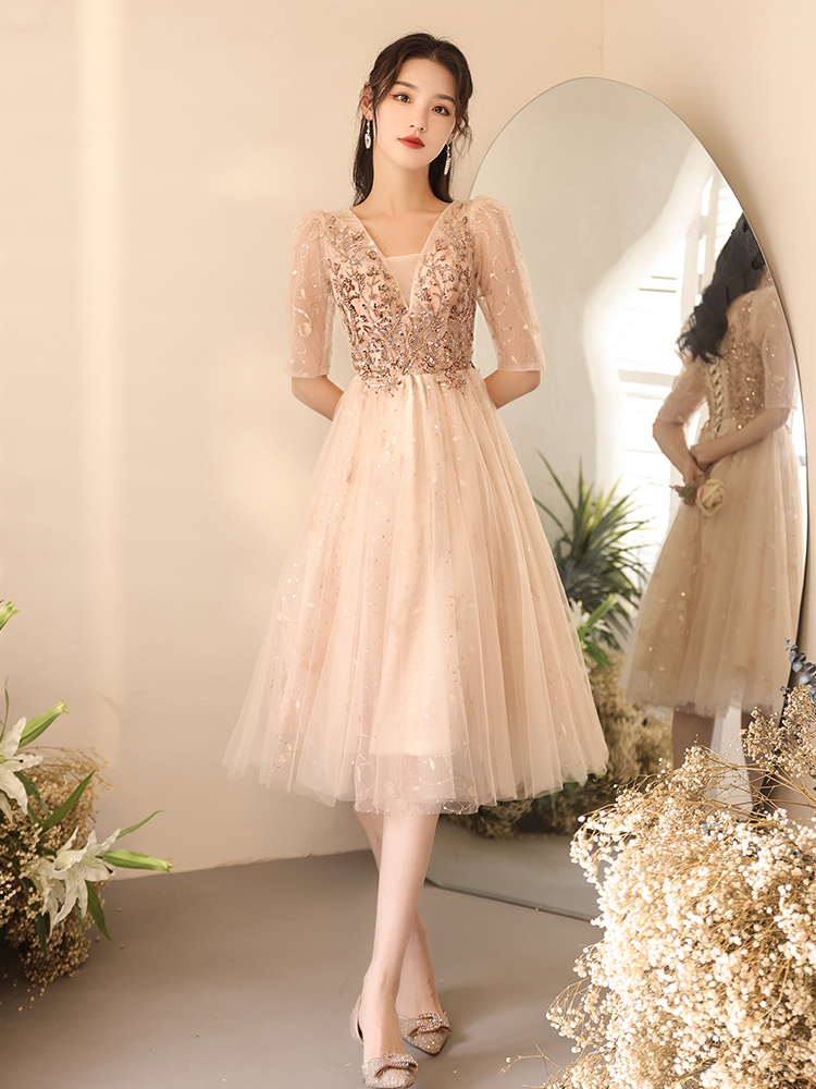  Champagne color mid -length [Five -point sleeve]+3XL   - $11.00 