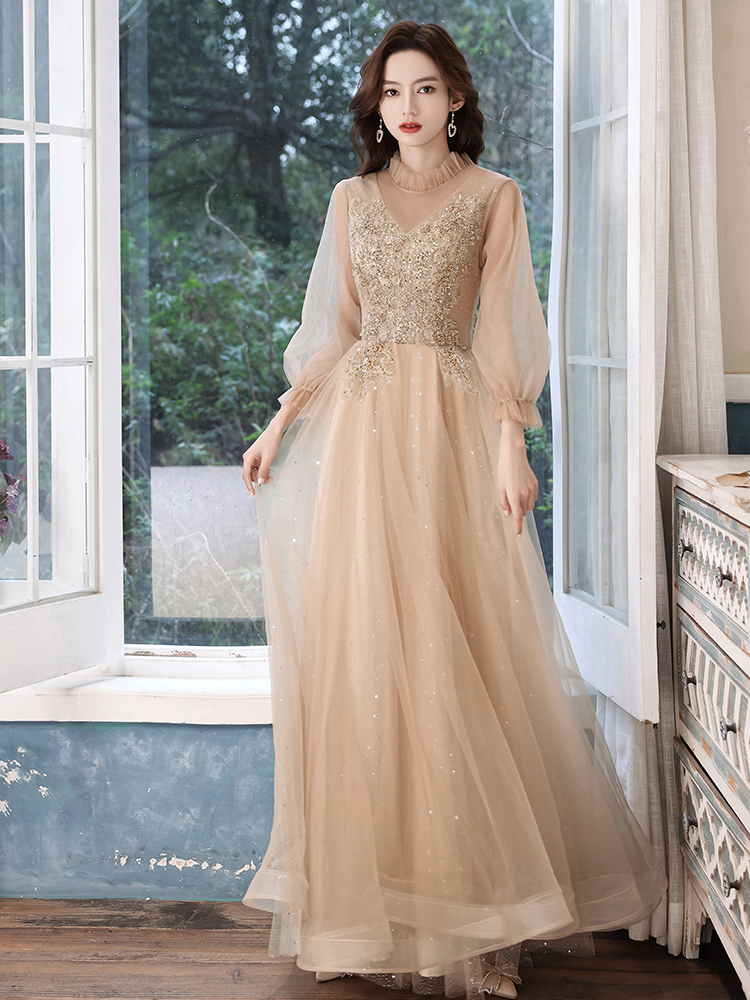  Champagne color lotus leaf collar long seven -point sleeve+2XL   - $6.29 