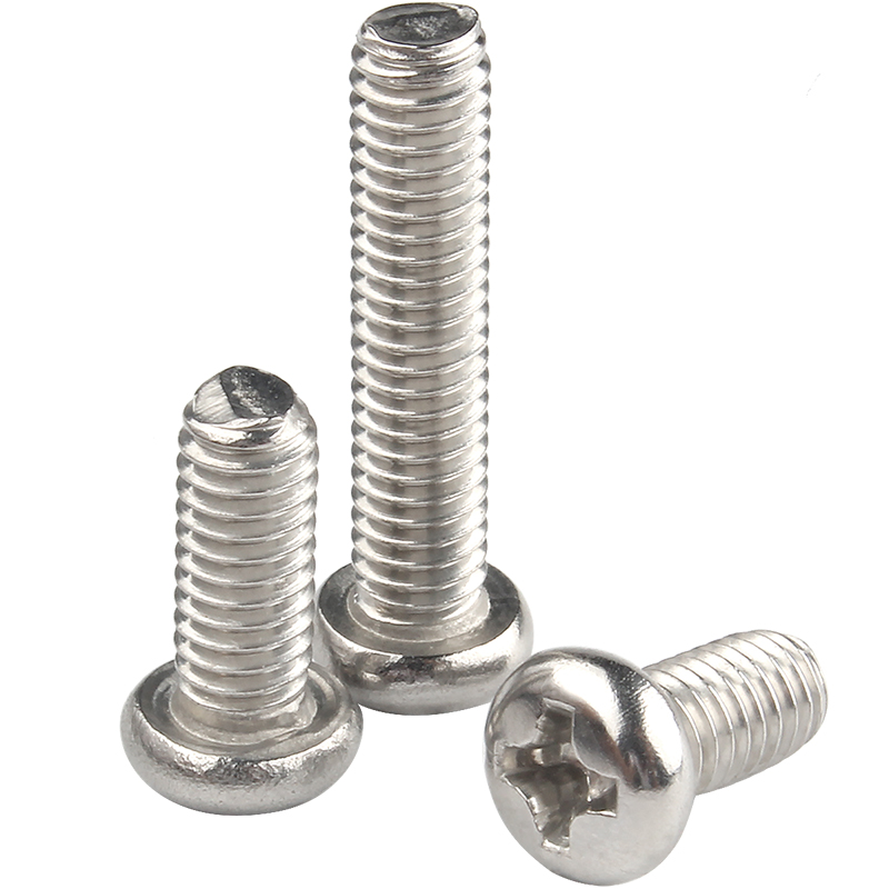 304不b锈钢十字圆头螺丝钉盘头螺栓螺钉机丝机牙螺丝钉M3M4M5M6