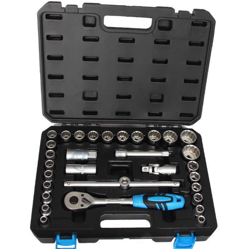 。南豫汽修机修32件套筒扳手套装工具M8-32mm六角梅花套筒扳手