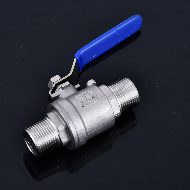 304不锈钢双外丝球阀两片式两头外牙双外螺纹丝扣阀门DN15 20 25