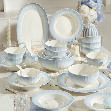 法式碗碟套装家用2025新款餐具高颜值碗盘子乔迁新居碗筷碗具礼盒