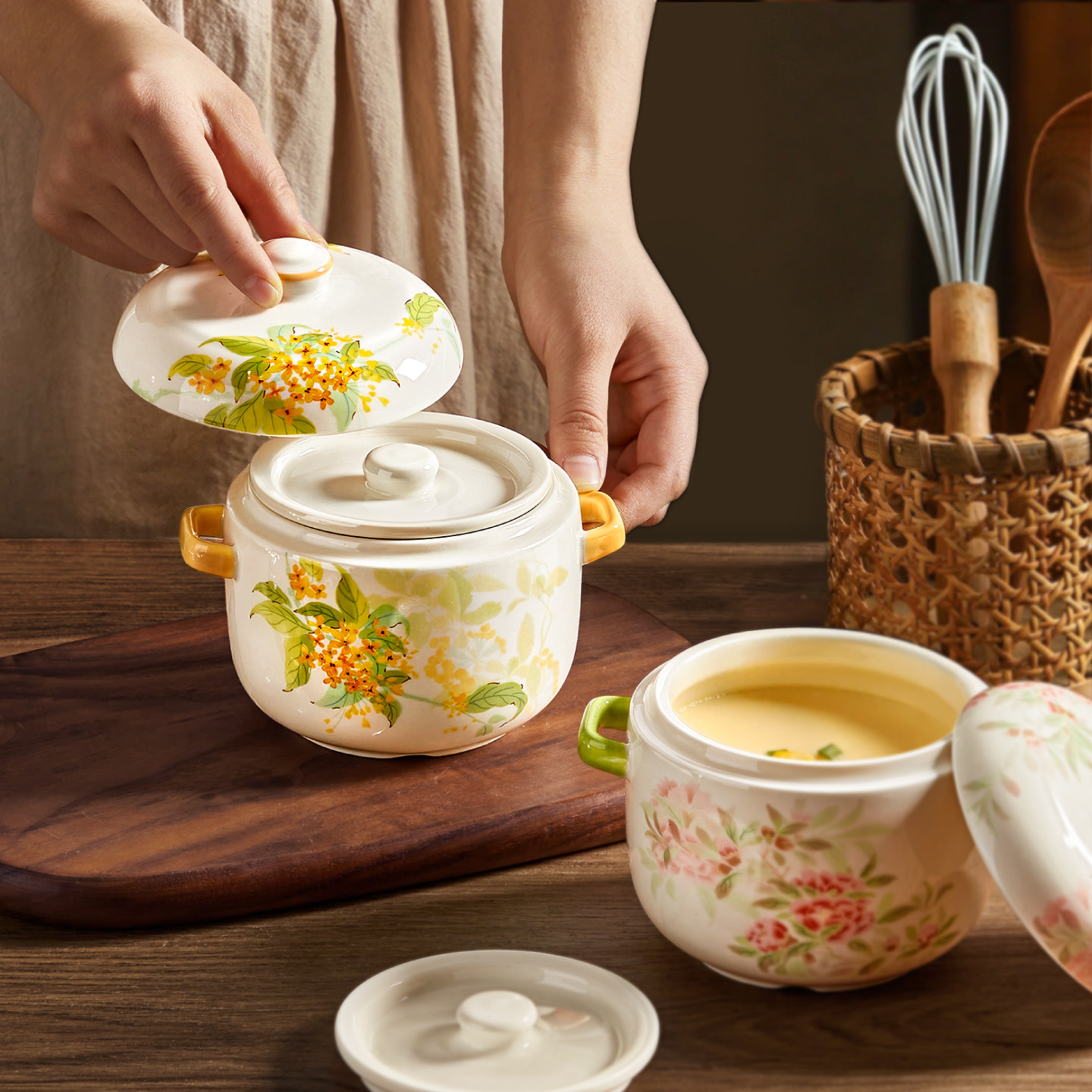 双耳炖盅隔水炖家用2026新款陶瓷小汤盅带盖蒸蛋碗瓦罐汤煲汤炖罐