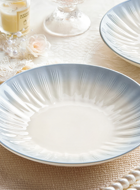 法式盘子菜盘家用2025新款陶瓷深盘釉下彩餐具花边餐盘高级感碟子