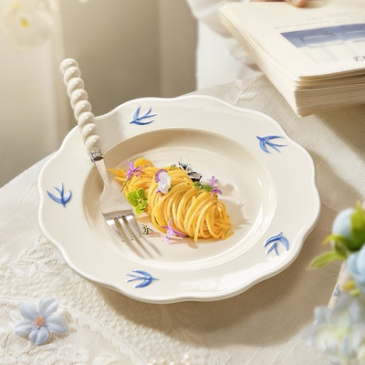 法式甜品盘高级感盘子家用菜盘复古碟子餐盘下午茶点心盘蛋糕盘子