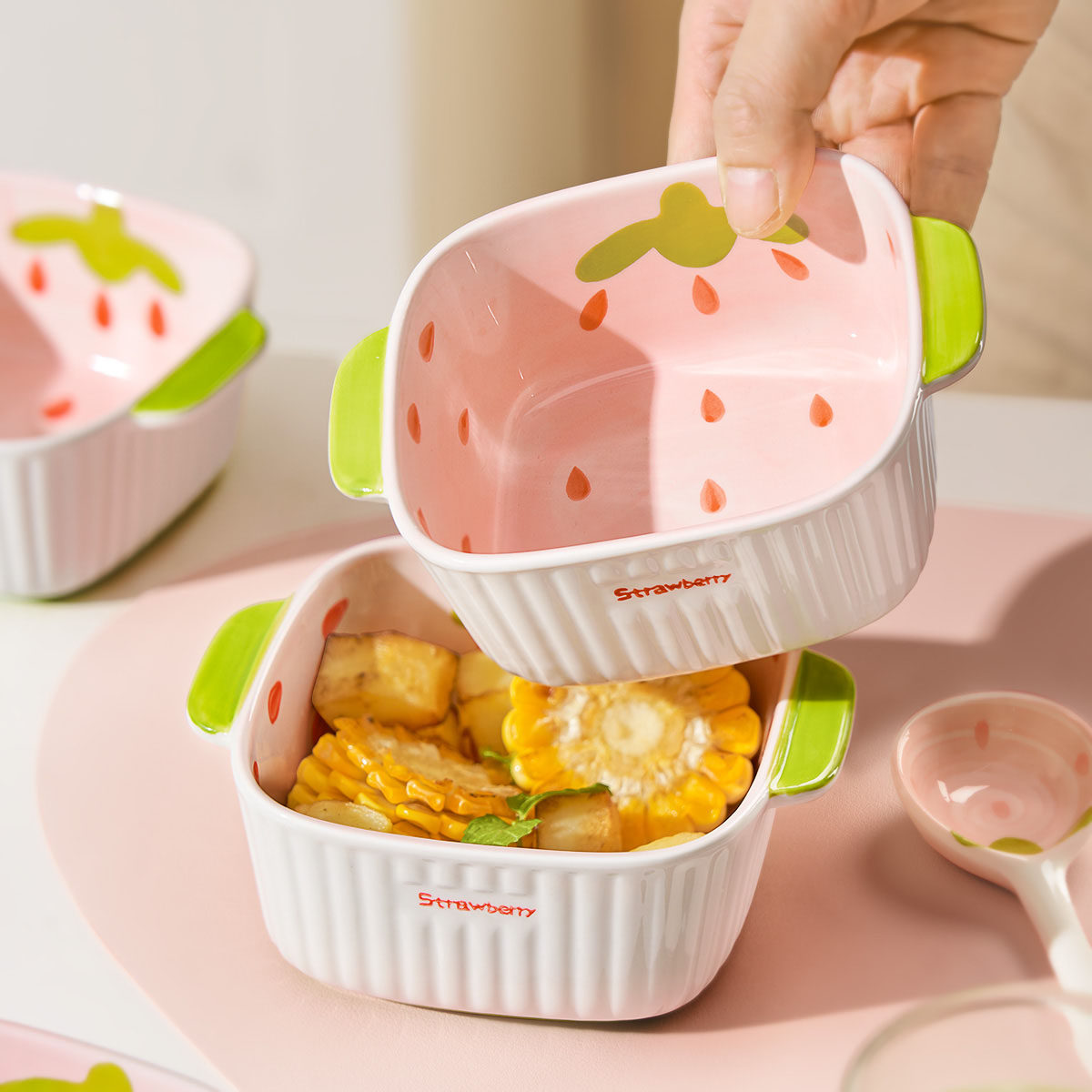 可爱空气炸锅专用烤碗家用烘焙碗蒸蛋碗烤箱焗饭双耳沙拉碗,餐饮具,碗,淘宝优惠券,粉丝福利购,淘宝优惠卷