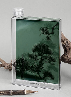 boeibei卜A杯 青松国风500ml个性水壶学生随手杯创意扁平方形水杯