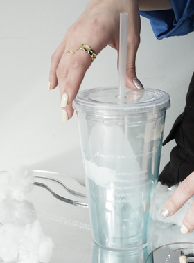 boeibei卜A杯 小众原创设计个性双层塑料450ml带吸管随手咖啡水杯