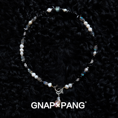 星辉入梦流黑碧玺月光石珍珠项链