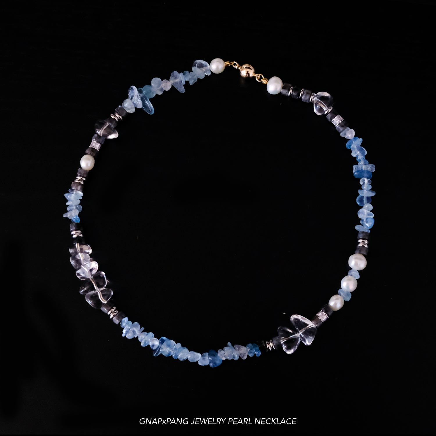 GNAPxPANG JEWELRY加勒比果冻白水晶巴洛克淡水珍珠拼接项链复古