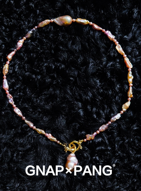 血月映龙津粉紫炫彩淡水珍珠项链