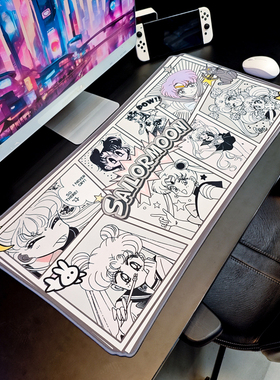 FTTOT超大异形鼠标垫 可爱美少女战士水冰月电脑键盘垫办公室桌垫