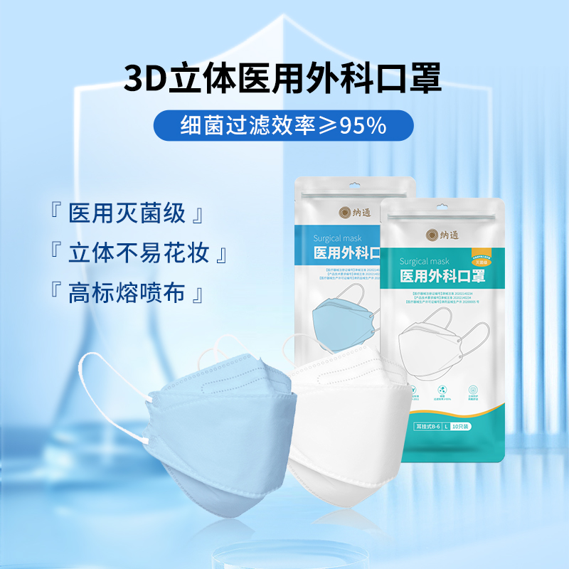 纳通成人医用外科口罩船型立体