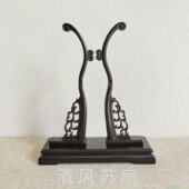 苏绣团扇扇架圆扇宫扇紫光檀黑檀木紫檀木竹子中式 扇架底座扇座架