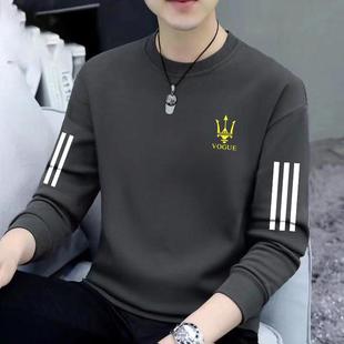 男士卫衣春秋新款圆领宽松加厚无帽套头上衣青年长袖男款外套保暖