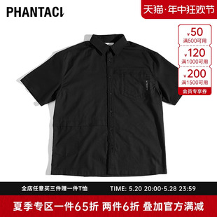 WORK 短袖 SHIRT男士 PHANTACi范特西PATCH 春夏外套衬衫 黑色简约