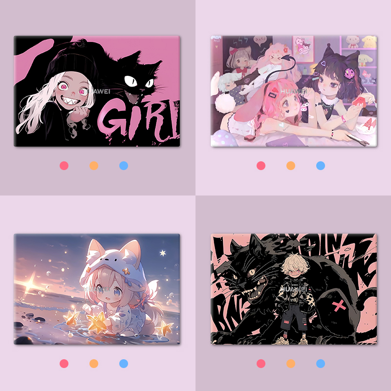 可爱卡通笔记本电脑贴纸女款适用联想小新pro14华为matebookD16全套保护膜惠普星15苹果macbookair13外壳贴膜