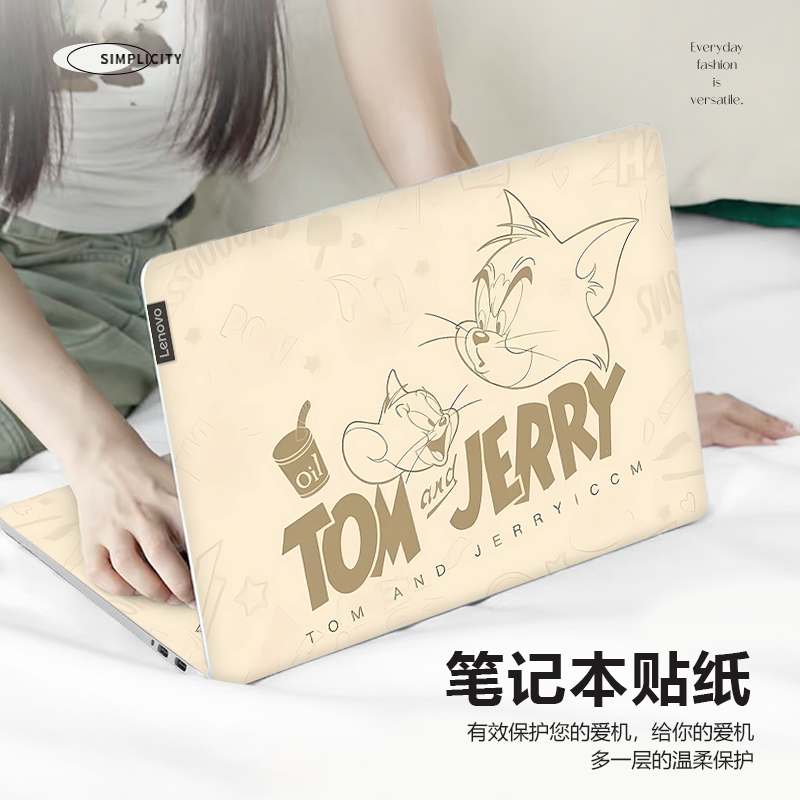 猫和老鼠笔记本电脑贴纸适用华硕天选6pro卡通联想小新pro16全套贴膜小米苹果air13.3防刮惠普星book14保护膜