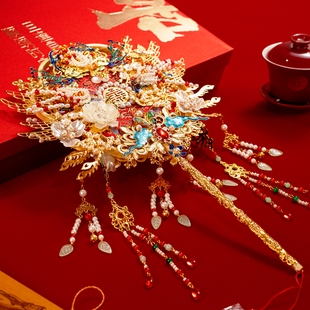 团扇结婚新娘材料包diy秀禾喜扇结婚双面高级婚礼扇子婚嫁手工