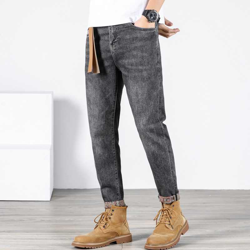 高街牛仔裤男2025新款美式水洗复古直筒九分裤宽松大码垂感阔腿裤