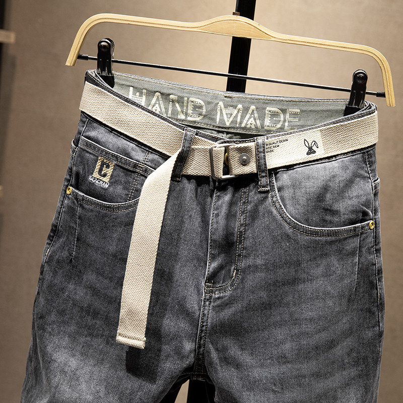 牛仔裤男2025夏薄款男士潮牌宽松直筒弹力高端男款九分裤修身裤子