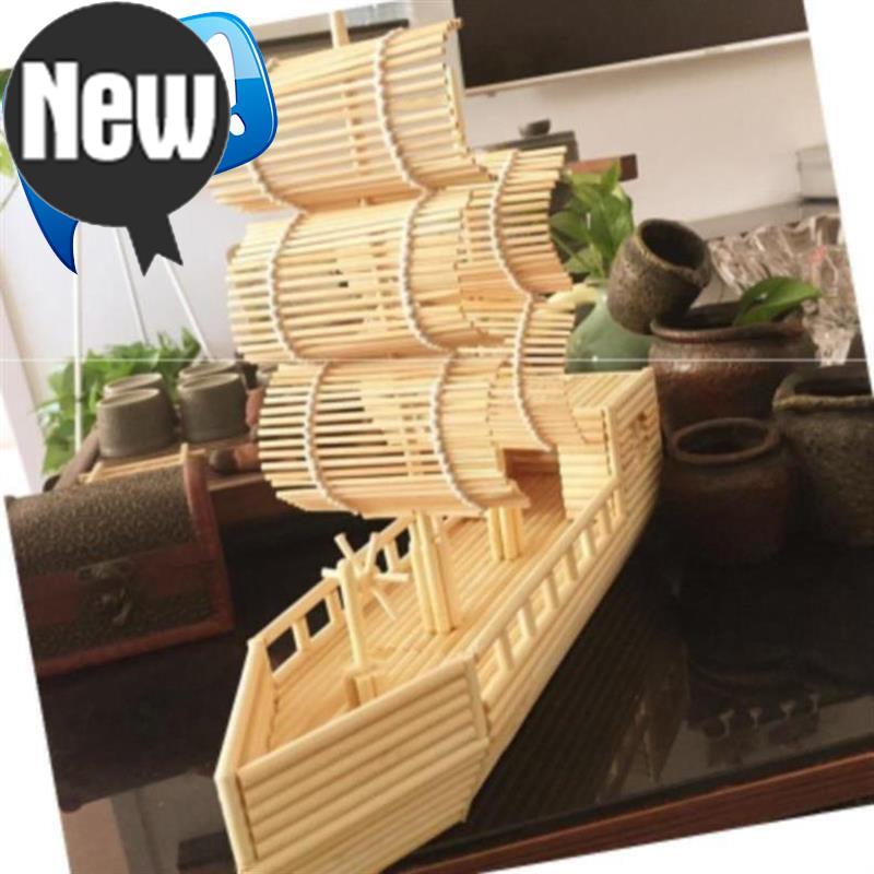 一次性筷子手工竹艺h品船摆件diy◆新款◆纯手工制作帆船模型特色