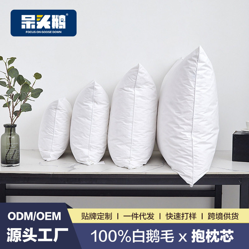 羽绒羽毛抱枕白鹅毛沙发靠枕靠背腰靠抱枕芯酒店床上床头靠垫定制