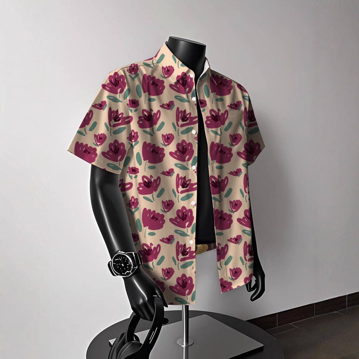 夏威夷花衬衫男岛服休闲大码印花潮牌海边港风沙滩衣情侣度假穿搭